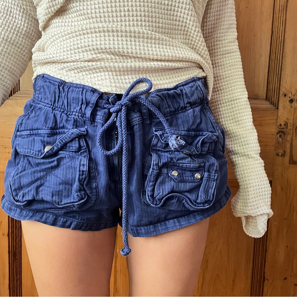 Indigo blue free people shorts.